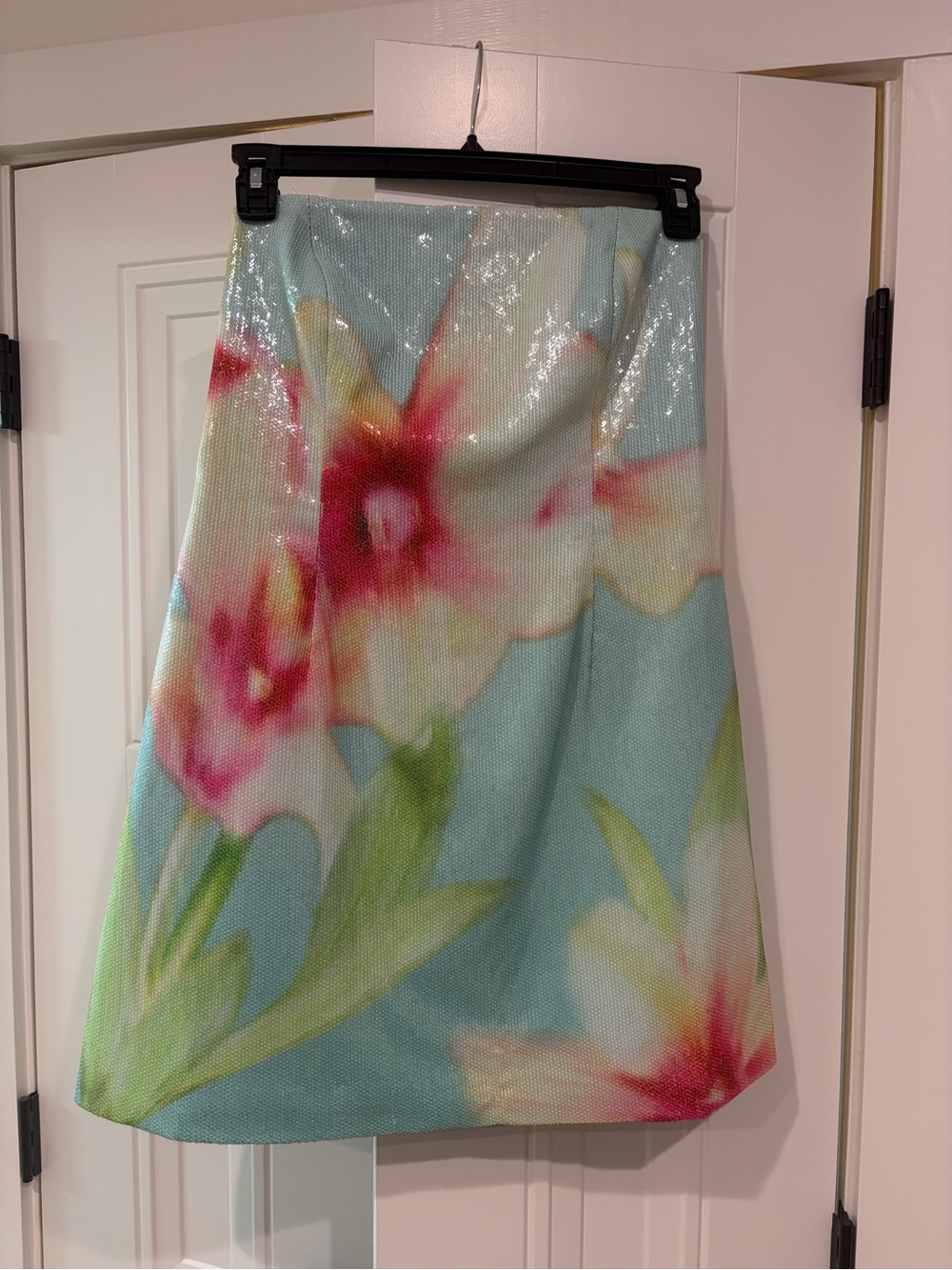 Ever New Pastel Floral Sequin Mini Dress in Aqua and Pink